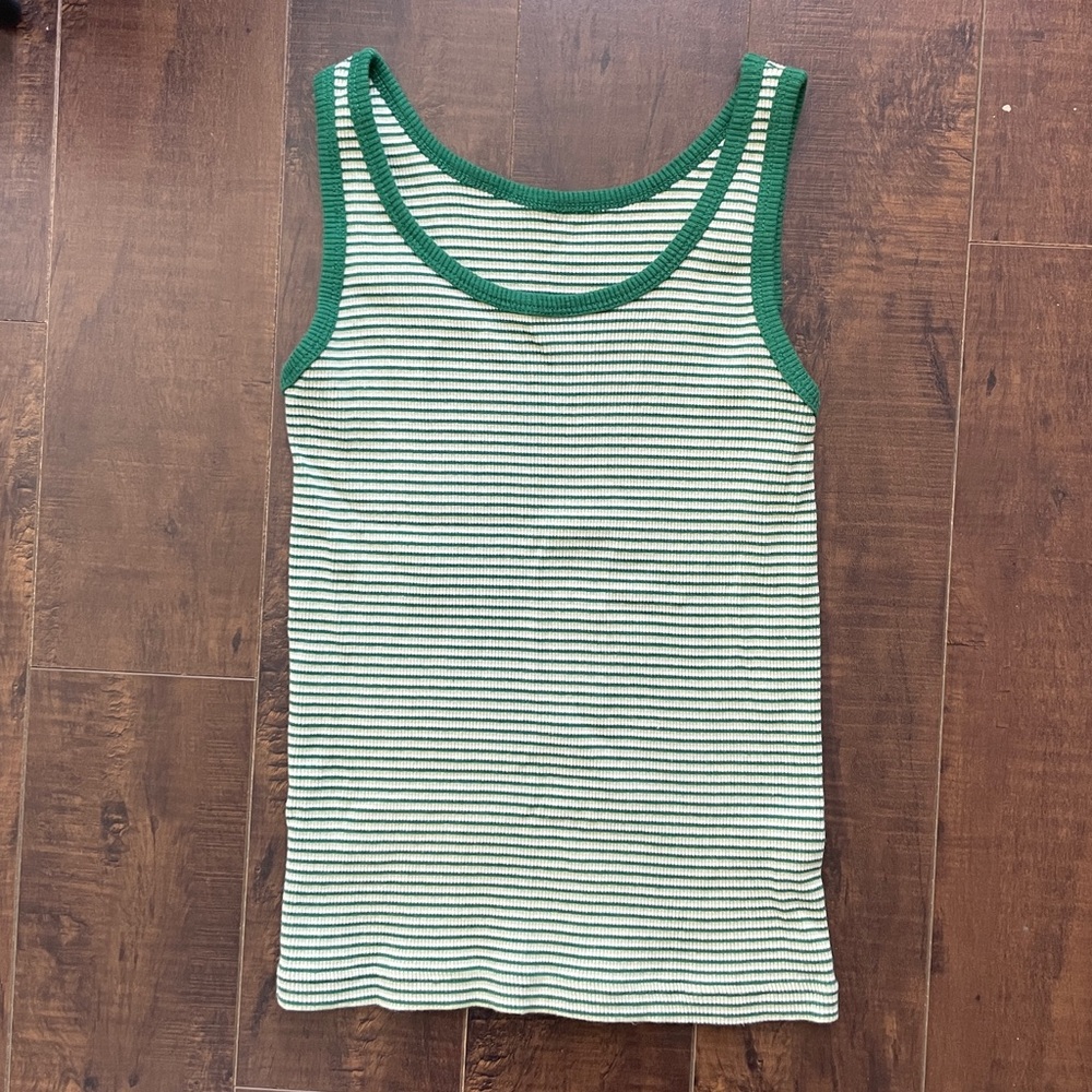 Green Striped Women's Tank Top